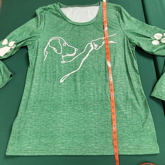Fist-bumping with the best dog ever long-sleeve green t-shirt EUC size XL - Picture 7 of 7
